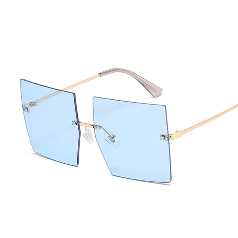 Exude Fashion-forward Style with Oversized Rimless Square Sunglasses