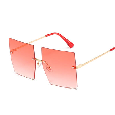 Exude Fashion-forward Style with Oversized Rimless Square Sunglasses