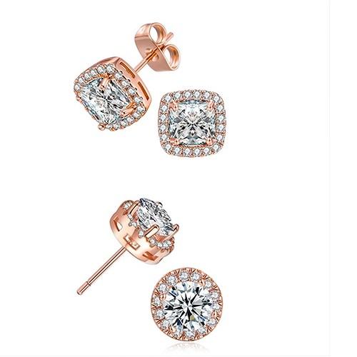 2 Pairs: Elements Halo 18k Gold Plated Studs - 3 Finishes ITALY Design