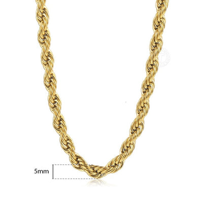 Elevate Your Style with our Twisted Rope Link Chain Stainless Steel Necklace