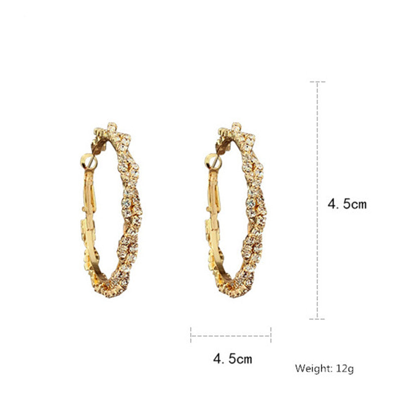 Enhance Your Style with Shiny Screw Crystal Round Hoop Earrings