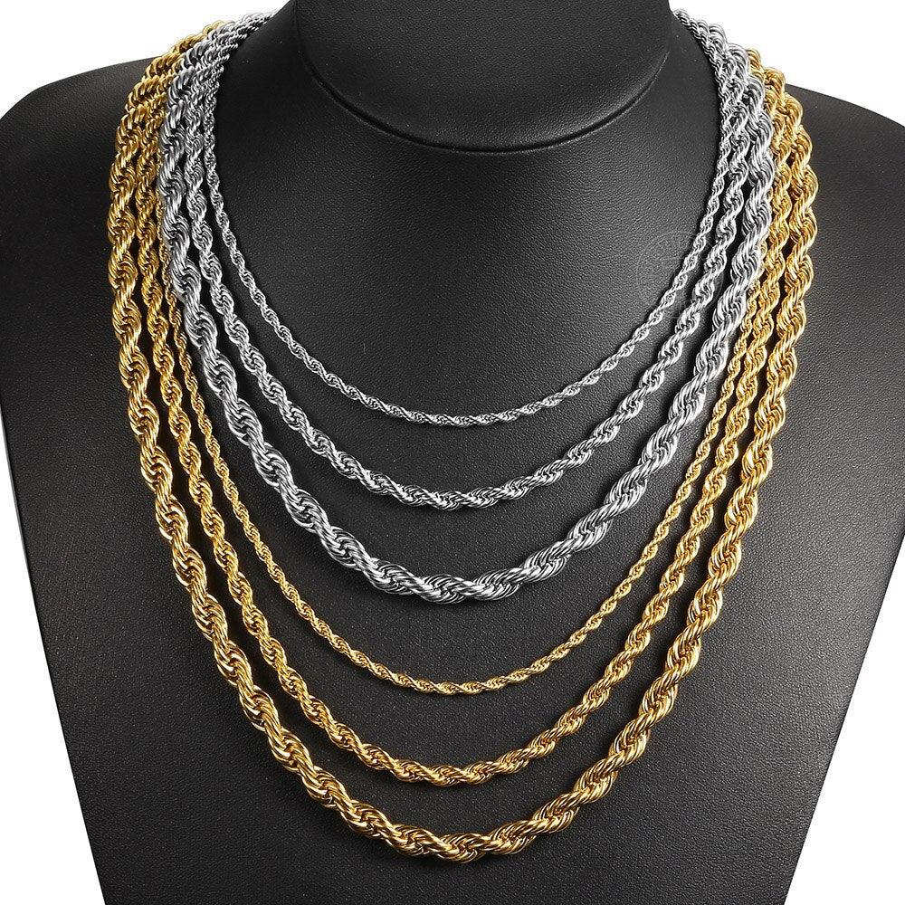 Elevate Your Style with our Twisted Rope Link Chain Stainless Steel Necklace