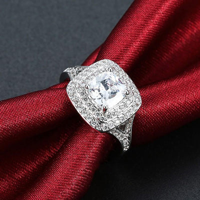 2.50 ct Cushion Double Halo Square Engagement Ring