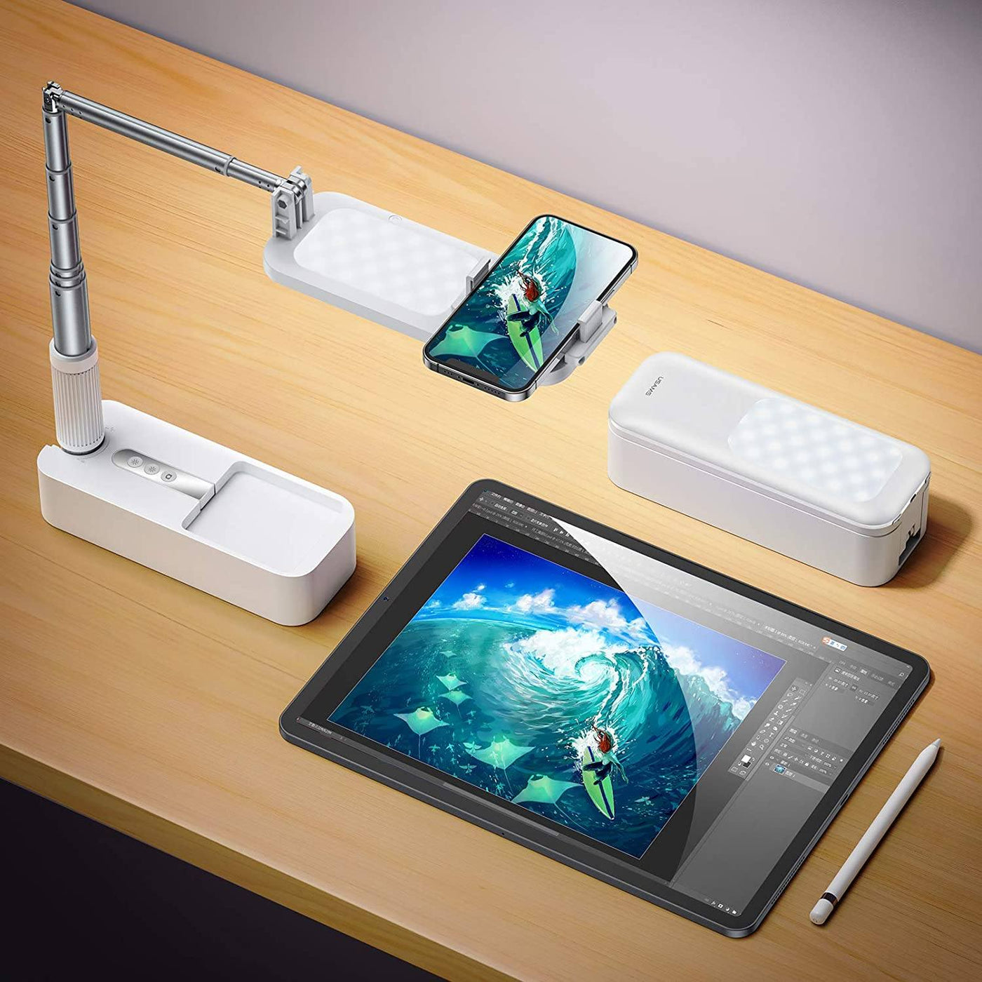 FlairStand™: Elevate Your Content Creation with the Ultimate Multi-Angle Phone Stand With Light