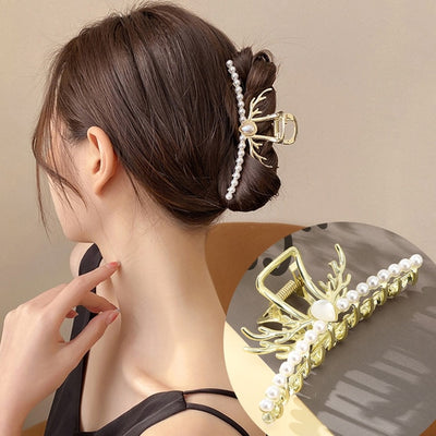Hair Claw Crab Crystal Pearl Clip: Effortless Glamour for Every Occasion