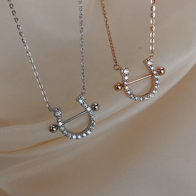 Horseshoe Zircon Necklace and Earrings Set: Embrace Elegance and Luck