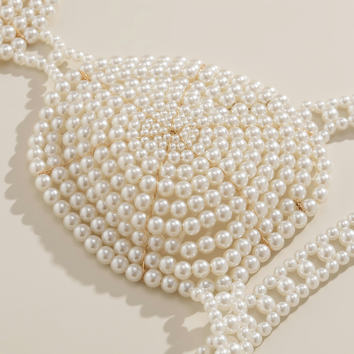 Exude Elegance with the White Beaded Pearl Corset Bra