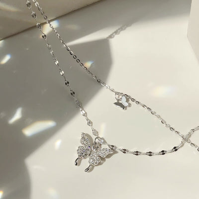 Butterfly Double Layer Chain Necklace